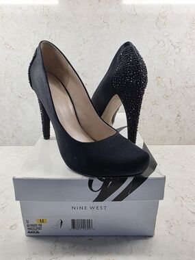 Nine West Black Embellished Stiletto Pumps